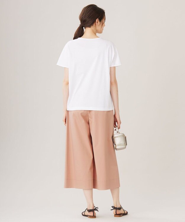 自由区 【洗える】コード刺繍胸元レース カットソー オフ