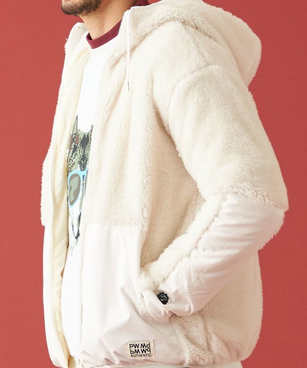 PW CIRCULUS 【MEN】フェイクファーブルゾン ホワイト系