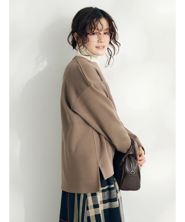 CRAFT STANDARD BOUTIQUE ニットフリースキーネックプルオーバー Brown