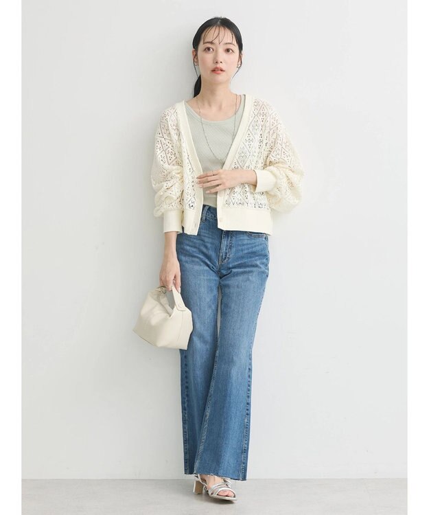 earth music&ecology ラッセルレースカーディガン Ivory