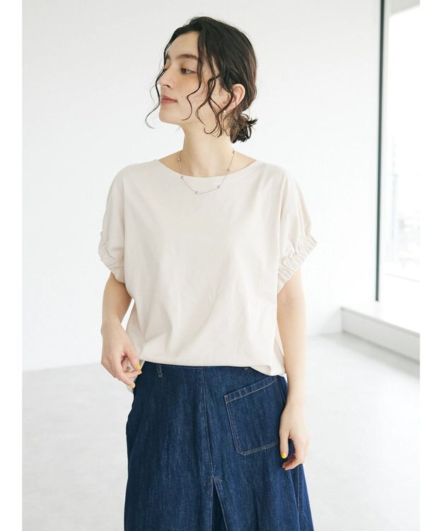 CRAFT STANDARD BOUTIQUE 【ＵＶカット】ギャザースリーブプルオーバー Ivory