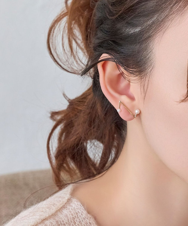 Phoebe 2wayシンボリックラインピアス&イヤリング ホワイト