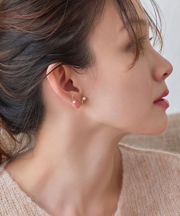 Phoebe 2wayシンボリックラインピアス&イヤリング ホワイト