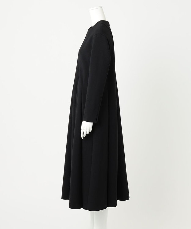 23区 L 【R(アール)】ウールダブルクロス イレギュラータック フレアワンピース ブラック系