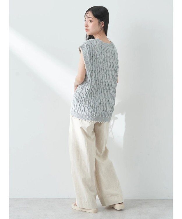 earth music&ecology クロッシェラインニットベスト Mint