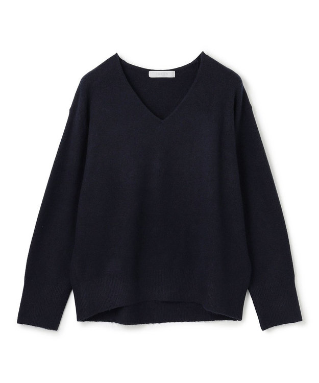 UNFILO L ふわふわニット Vネック ダークネイビー