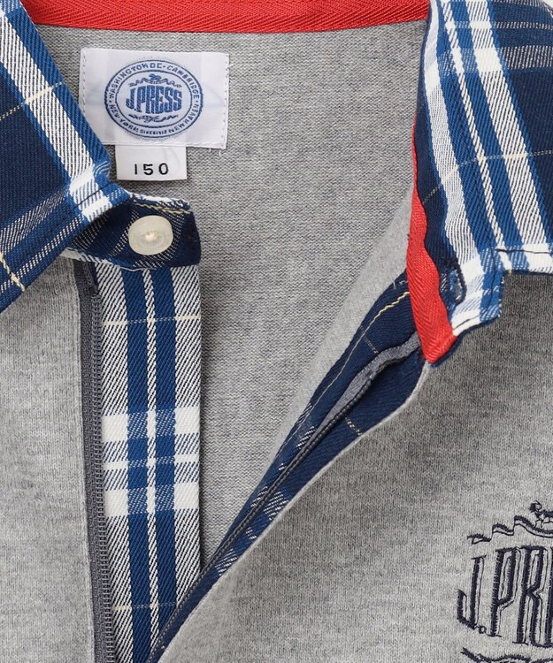 J.PRESS KIDS 【140-170cm】柄襟ラガー 長袖ポロシャツ グレー系