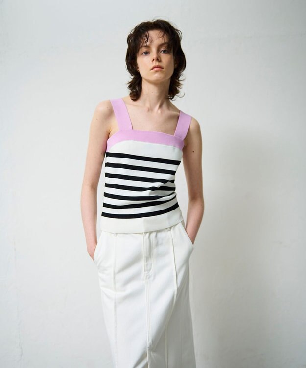 GRACE CONTINENTAL 配色ニットキャミ ピンク