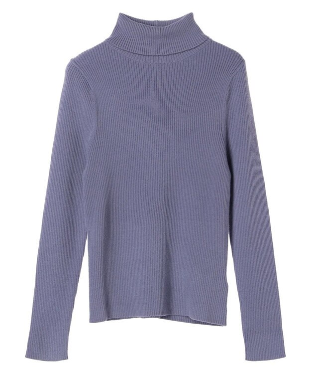 earth music&ecology やわらかタッチリブタートルネックプルオーバー Blue