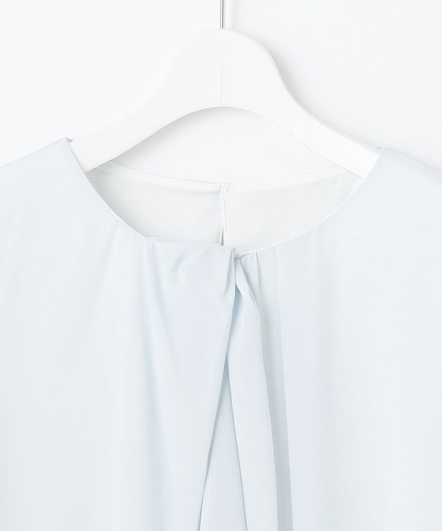 自由区 【XSサイズ～/洗える】ロイヤルシフォン デザインブラウス スカイブルー系