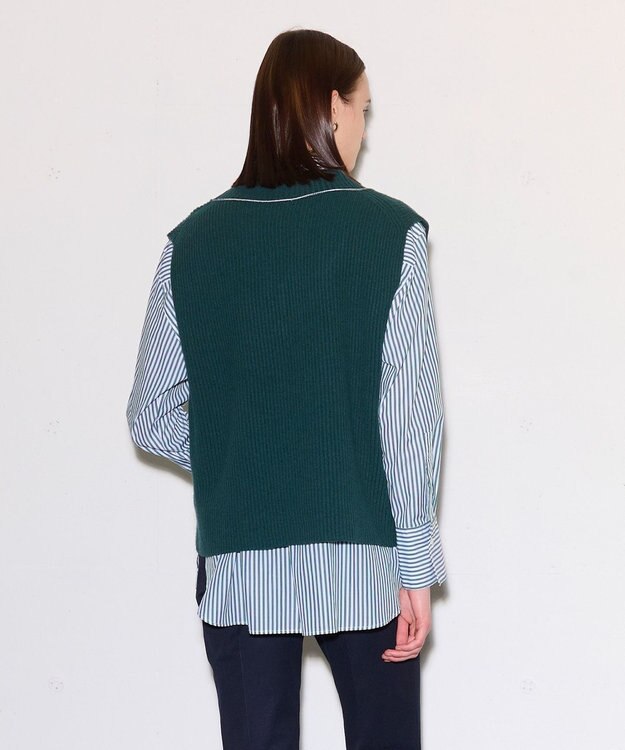 JOSEPH ポプリンシャツ×ニットベスト Dark Teal
