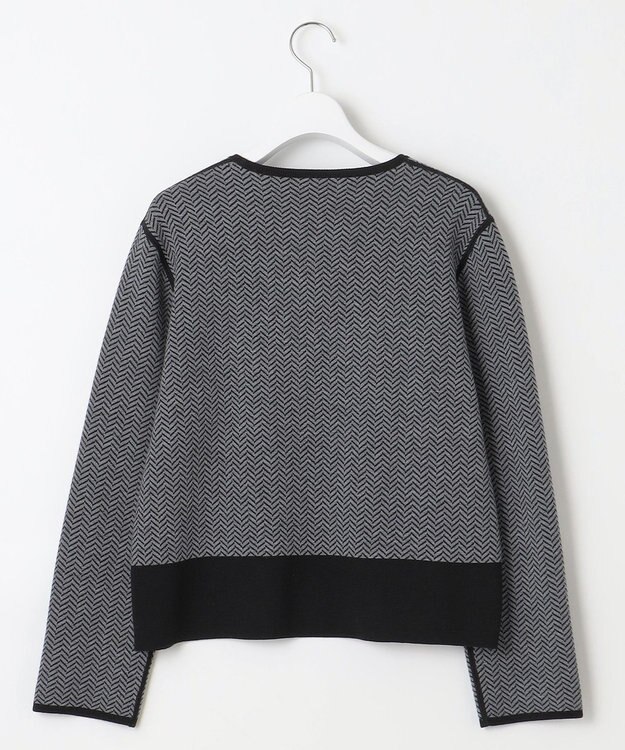 自由区 【WEB限定・マルチウェイ・洗える】ヘリンボーン柄リバーシブルニット セットアップ ブラック×グレー柄