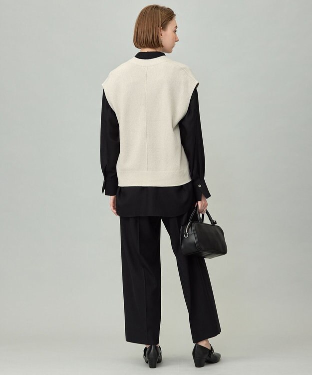 ICB L 【洗える】 ウールテンセルミニブークレ ニットベスト トープ系