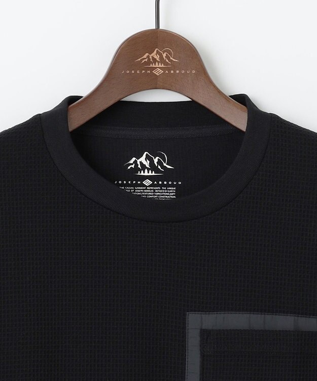 JOSEPH ABBOUD MOUNTAIN 【吸水速乾/通気性】ハイゲージワッフル Ｔシャツ ブラック系
