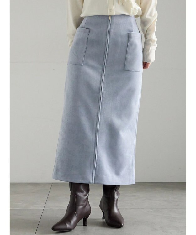 Te chichi ボンディングスエードタイトスカート ブルー