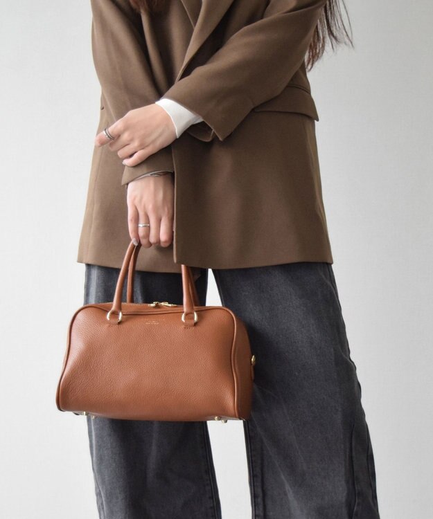 INTER-CHAUSSURES 【CHRISTIAN VILLA】レザーボストンバッグ ブラウン