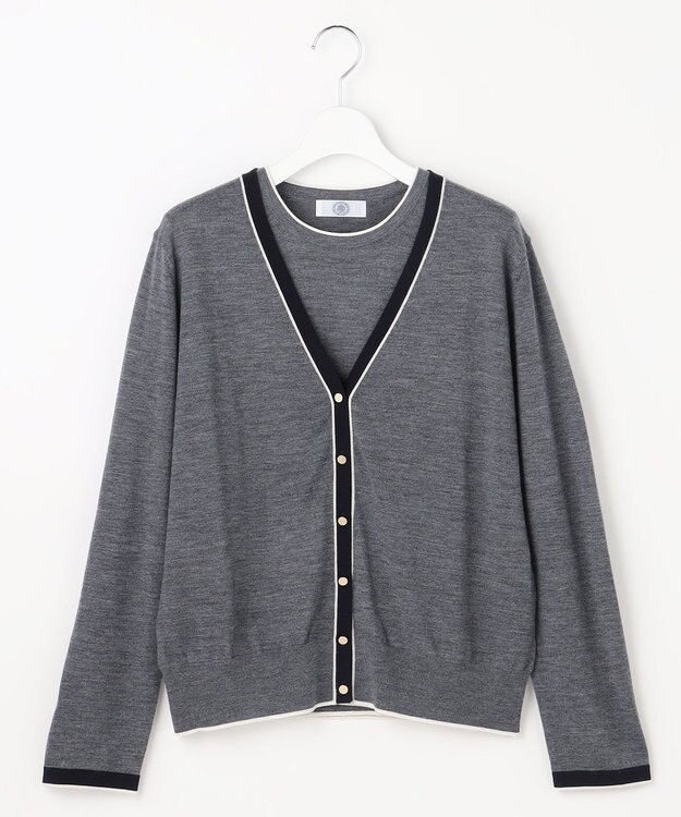 J.PRESS LADIES トリムツイン ニット グレー系