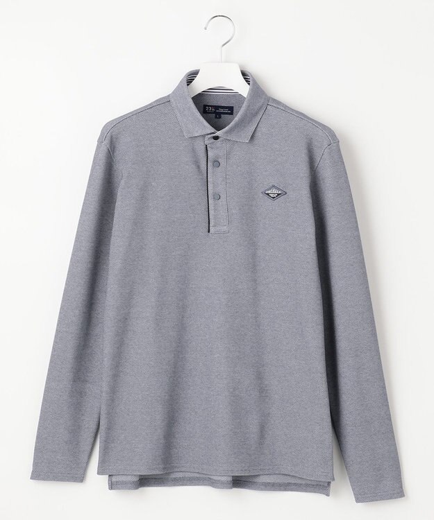 23区GOLF 長く愛せる定番人気！【MEN】【日本製】ハニカムカノコ 長袖ポロシャツ ライトグレー系