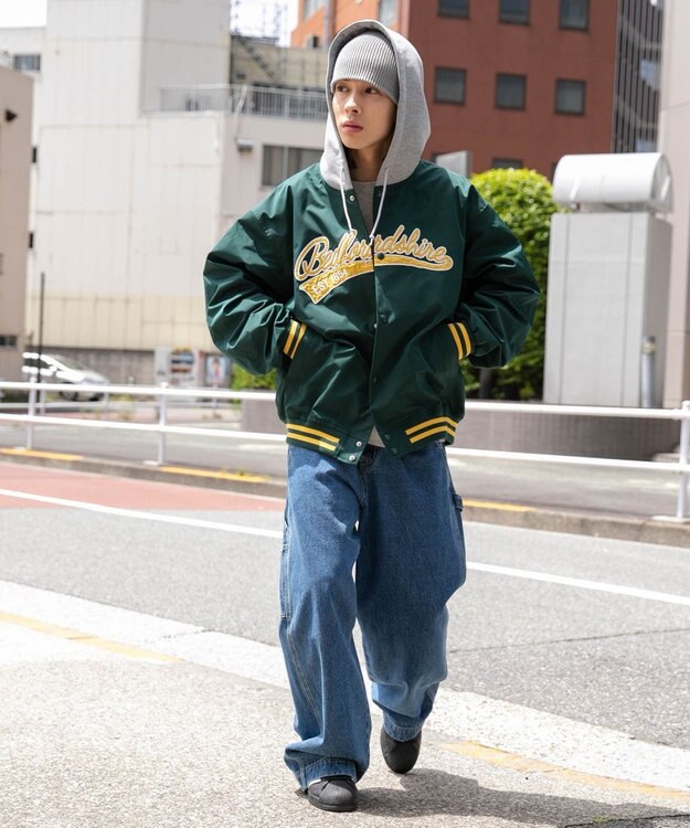 WEGO 【ユニセックス着用ITEM】フードワッペンスタジャン ダークグリーン