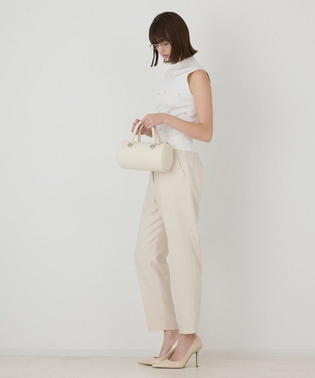 GRACE CONTINENTAL ビジューリブニットトップ ホワイト