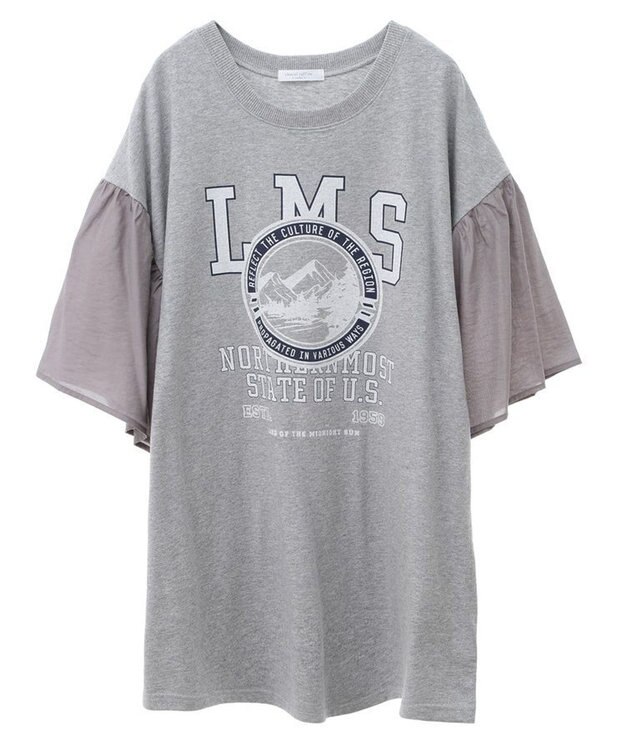 Green Parks ドッキングフレアスリーブロゴチュニック Gray Mixture