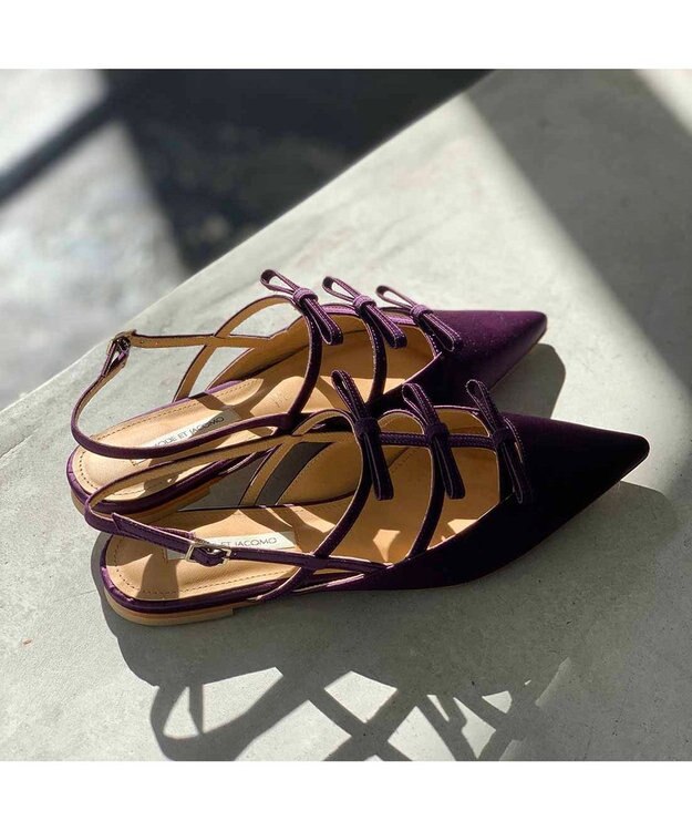 MODE ET JACOMO <MODE ET JACOMO>リボンフラットバックベルトパンプス パープルキジ