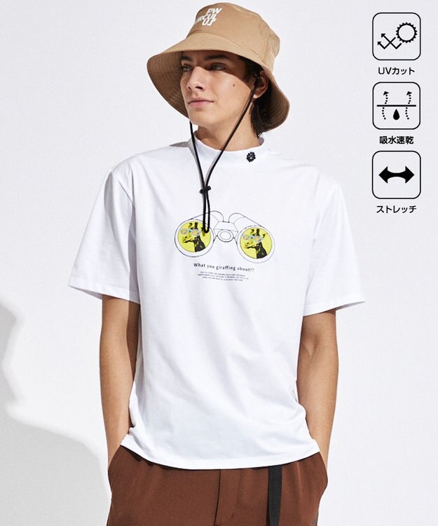 PW CIRCULUS 【UVカット / 吸水速乾 / 伸縮性抜群】【MEN】アニマルフォトモック T ホワイト系