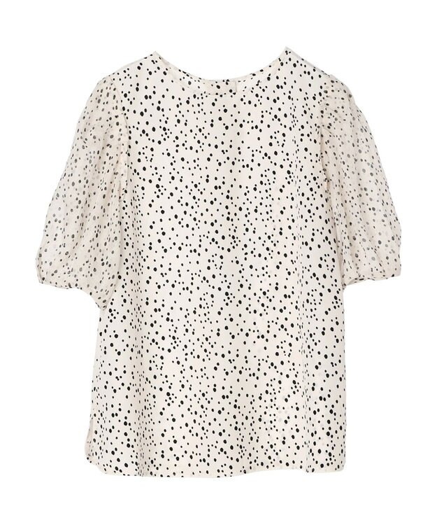 Green Parks 異素材ドットブラウス Light Beige