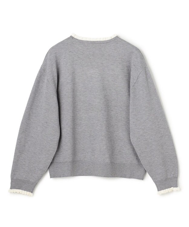 UNFILO フリルトリミング ニット グレー×エクリュ