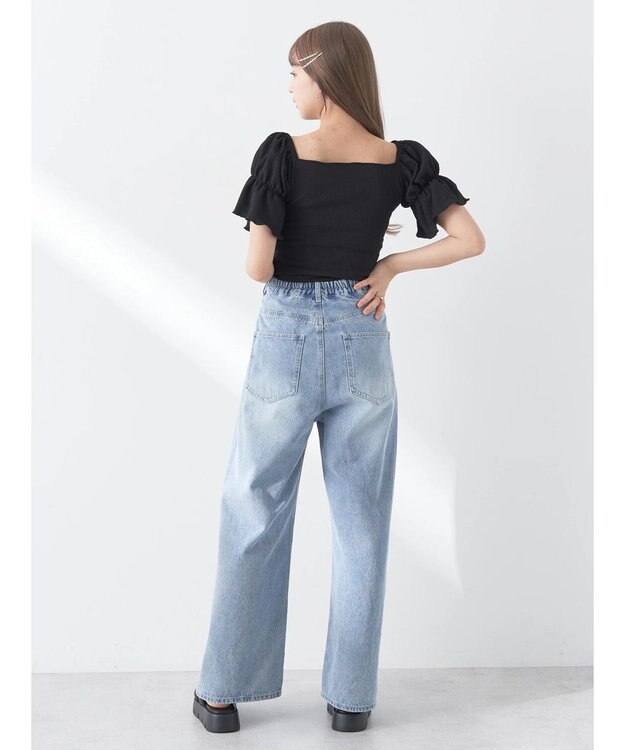 earth music&ecology タックホックデニムパンツ Light Indigo