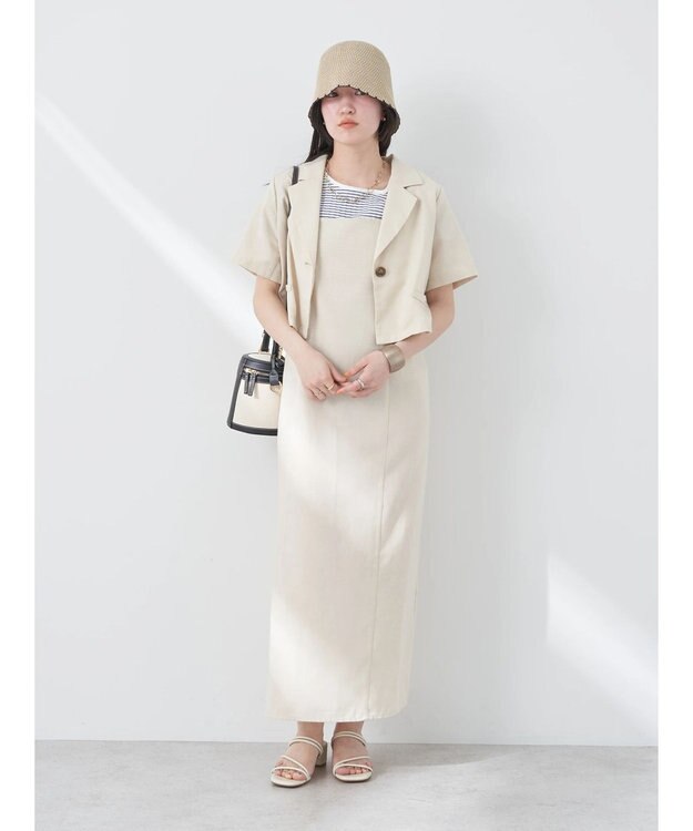 earth music&ecology リサイクルポリエステルブレンドショートシャツ Light Beige