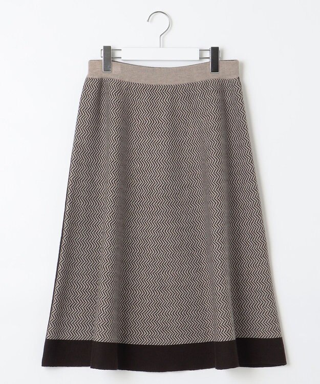 自由区 【WEB限定・マルチウェイ・洗える】ヘリンボーン柄リバーシブルニット セットアップ ブラウン×ベージュ柄