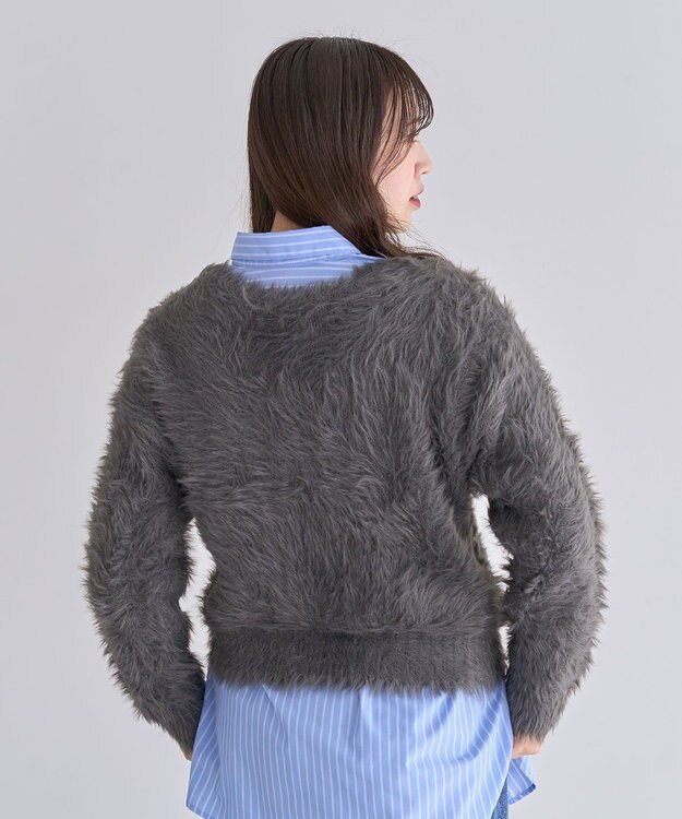 Green Parks ・Ｐｅｔｉｔ　Ｆｌｅｕｒ　シャギーニットカーディガン Charcoal Gray