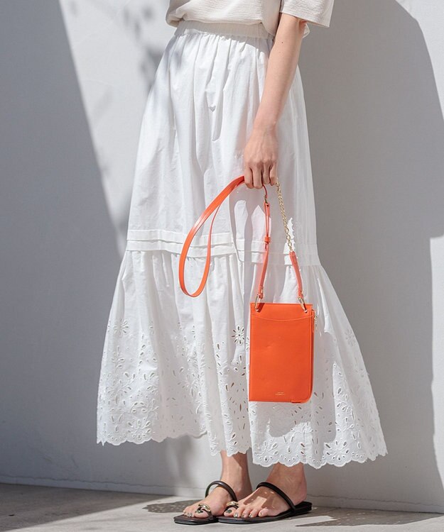 23区 【SLOW/一部店舗限定】フラワーエンブロイダリー スカート ホワイト系