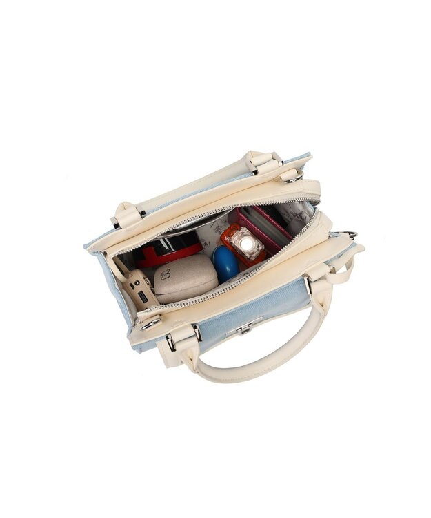 style code 【MERCURYDUO/マーキュリーデュオ】デニムコンビ　フラップハンドバッグ サックス