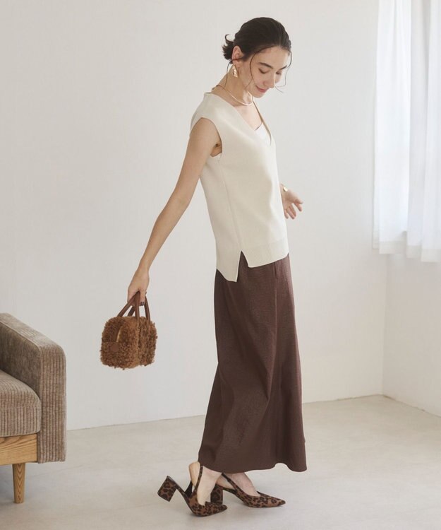 WEGO 【ANGIE VINTAGE】レザーライクシャツ＆スカートセットアップ ブラウン