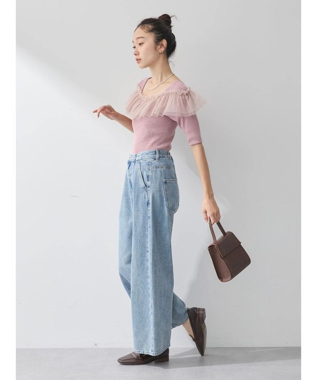 earth music&ecology デコルテチュールニットプルオーバー Dark Pink