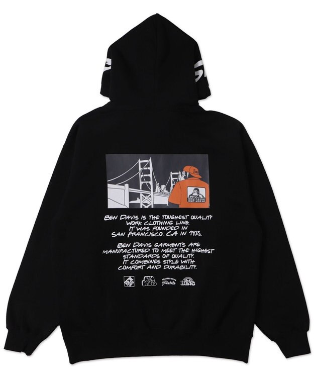 WEGO BENDAVISブリッジグラフィックプルパーカー ブラック