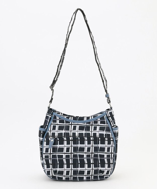 Y'SACCS ドローイングチェックショルダーバッグ ネイビー