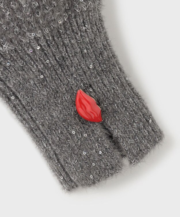 GRACE CONTINENTAL ラメリップニットトップ グレー