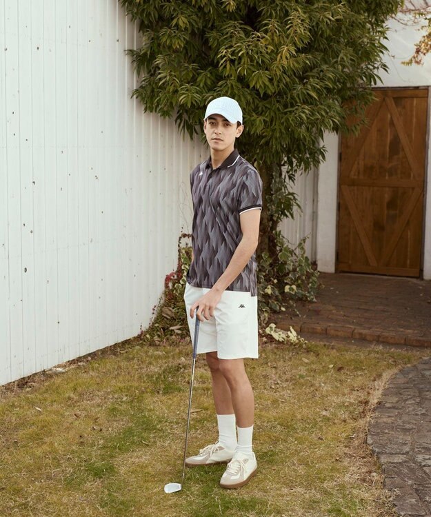 FILA GOLF／marie claire 【Kappa】柄半袖ポロシャツ ブラック
