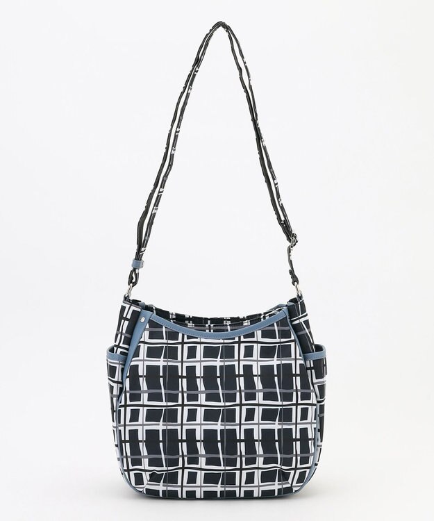 Y'SACCS ドローイングチェックショルダーバッグ ネイビー