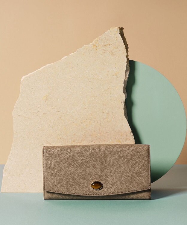 TOPKAPI 【TOPKAPI】gemdrops ジェムドロップ ミニエンボスレザー 天然石 長財布 ミディアムグレー