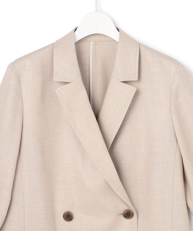 23区 【先行予約】リネンライクグロッシー ハーフスリーブ ダブル ジャケット ベージュ系