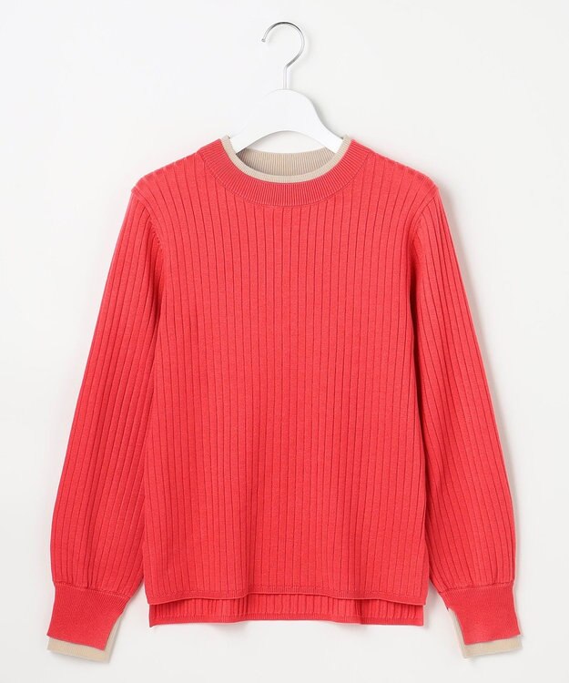 ANY SIS S 【WEB・一部店舗限定】ダブルカラー ニット コーラル