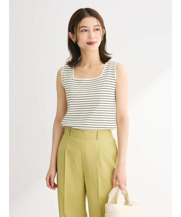 Green Parks ノースリーブスクエアニットプルオーバー Border