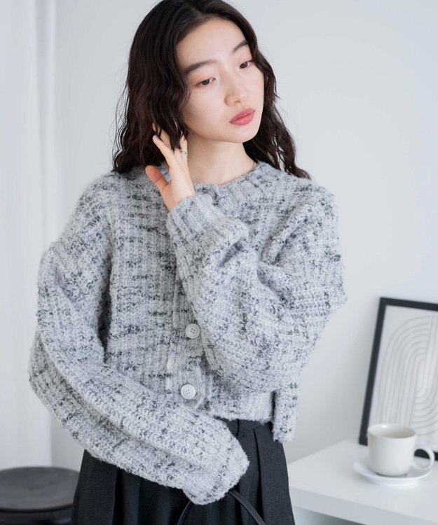 WEGO ミックスブークレ2WAYカーディガン ホワイト