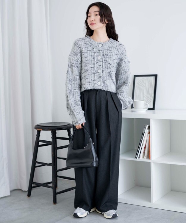 WEGO ミックスブークレ2WAYカーディガン ホワイト