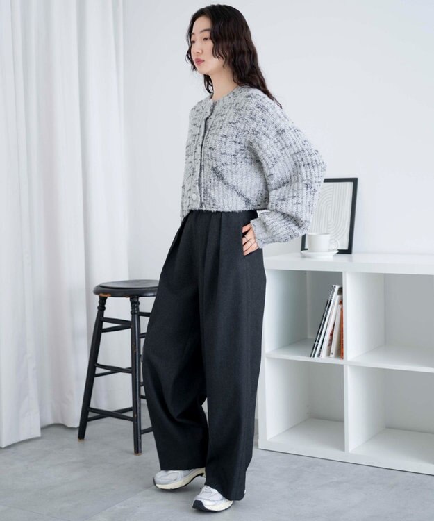 WEGO ミックスブークレ2WAYカーディガン ホワイト