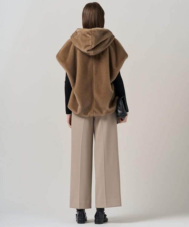 ICB 【洗える】ミンクライクファー フーディジレ コート モカ